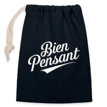 Bien pensant - Sac cadeau en coton avec cordon (14 x 20 cm) - bleu marine - Devant