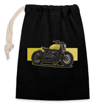 Bobber // Custom // Motorcycle - Closable cotton gift bag (14x20cm) - black - Front