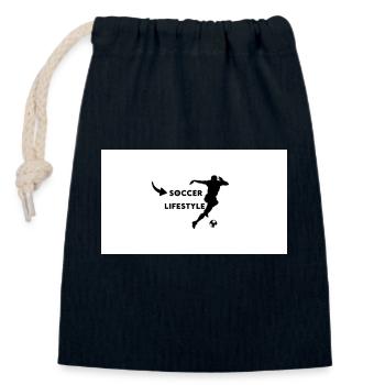 Style de vie du football - Sac cadeau en coton avec cordon (14 x 20 cm) - bleu marine - Devant
