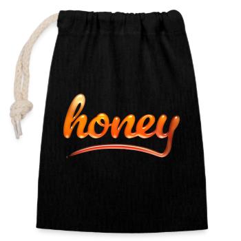 Honey Text Art - Sac cadeau en coton avec cordon (14 x 20 cm) - noir - Devant
