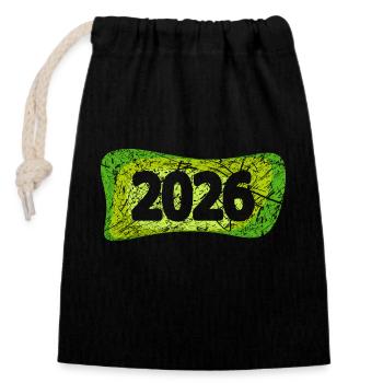 2026 - Sac cadeau en coton avec cordon (14 x 20 cm) - noir - Devant