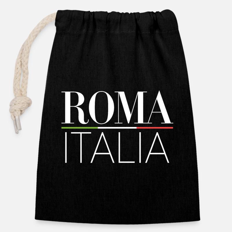 Roma - Italia - Closable cotton gift bag (14x20cm) - black