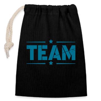 Team 2 - Closable cotton gift bag (14x20cm) - black - Front