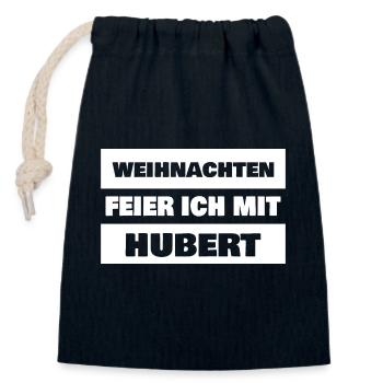 First name Hubert - Closable cotton gift bag (14x20cm) - navy - Front