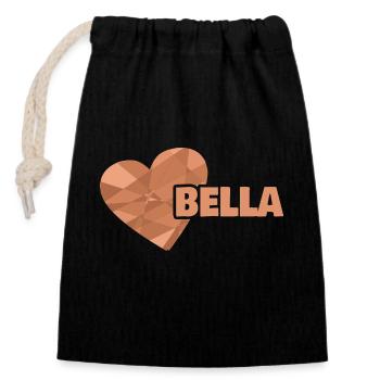 Bella - Sac cadeau en coton avec cordon (14 x 20 cm) - noir - Devant