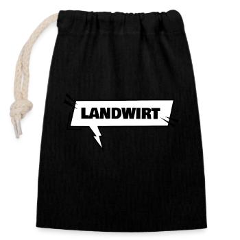 Landwirt - Verschließbarer Geschenkbeutel aus Baumwolle (14x20cm) - Schwarz - Vorne