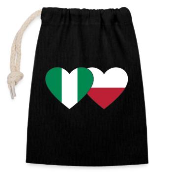 Nigeria Poland Flag Heart - Closable cotton gift bag (14x20cm) - black - Front
