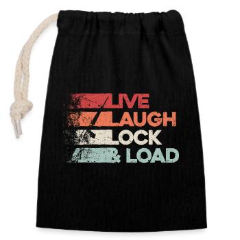 « Live Laugh Lock And Load » - Des filles avec du style - Sac cadeau en coton avec cordon (14 x 20 cm) - noir - Devant