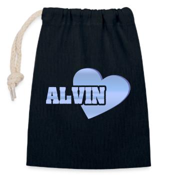 Gold Alvin - Verschließbarer Geschenkbeutel aus Baumwolle (14x20cm) - Navy - Vorne