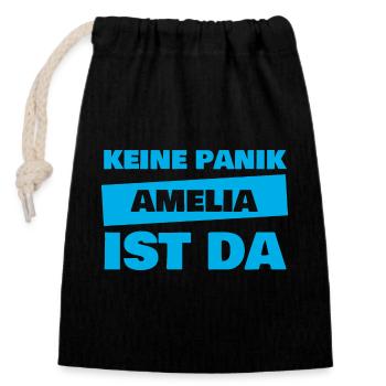 Prénom Amelia - Sac cadeau en coton avec cordon (14 x 20 cm) - noir - Devant