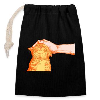 THE HAPPY CAT - Closable cotton gift bag (14x20cm) - black - Front