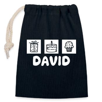 David - Verschließbarer Geschenkbeutel aus Baumwolle (14x20cm) - Navy - Vorne