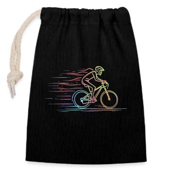 BMX Freestyle Grafik Retro Radfahren Design - Verschließbarer Geschenkbeutel aus Baumwolle (14x20cm) - Schwarz - Vorne