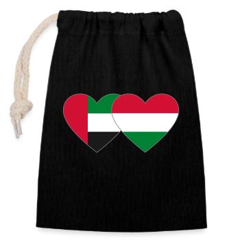 Vereinigte Arabische Emirate Ungarn Flagge Herz - Verschließbarer Geschenkbeutel aus Baumwolle (14x20cm) - Schwarz - Vorne