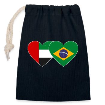Vereinigte Arabische Emirate Brasilien Flagge Herz - Verschließbarer Geschenkbeutel aus Baumwolle (14x20cm) - Navy - Vorne