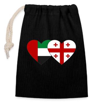 Vereinigte Arabische Emirate Georgien Flagge Herz - Verschließbarer Geschenkbeutel aus Baumwolle (14x20cm) - Schwarz - Vorne
