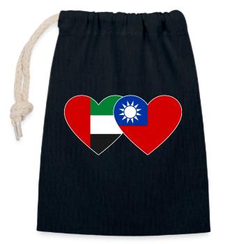 Vereinigte Arabische Emirate Taiwan Flagge Herz - Verschließbarer Geschenkbeutel aus Baumwolle (14x20cm) - Navy - Vorne