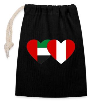 Vereinigte Arabische Emirate Peru Flagge Herz - Verschließbarer Geschenkbeutel aus Baumwolle (14x20cm) - Schwarz - Vorne