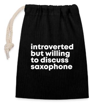 saxophone - Sac cadeau en coton avec cordon (14 x 20 cm) - noir - Devant