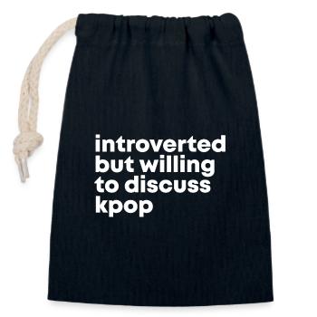 k pop - Sac cadeau en coton avec cordon (14 x 20 cm) - bleu marine - Devant