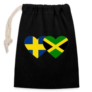 Schweden Jamaika Flagge Herz - Verschließbarer Geschenkbeutel aus Baumwolle (14x20cm) - Schwarz - Vorne