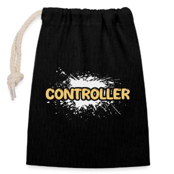 Gift for Controller - Closable cotton gift bag (14x20cm) - black - Front