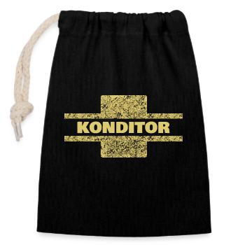 Konditor als Beruf - Verschließbarer Geschenkbeutel aus Baumwolle (14x20cm) - Schwarz - Vorne