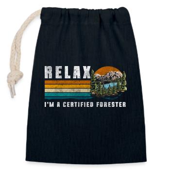 Forestier Protection de la conservation de la nature - Sac cadeau en coton avec cordon (14 x 20 cm) - bleu marine - Devant