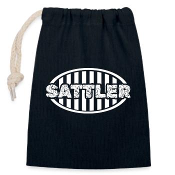 Job Saddler - Closable cotton gift bag (14x20cm) - navy - Front