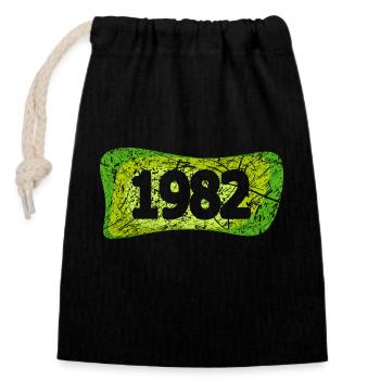 Retro 1982 - Closable cotton gift bag (14x20cm) - black - Front