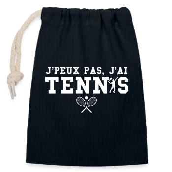 Joueur de tennis - Sac cadeau en coton avec cordon (14 x 20 cm) - bleu marine - Devant