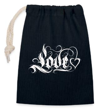 Love Quotes amore Flowers Women girl fashion female - Closable cotton gift bag (14x20cm) - navy - Front