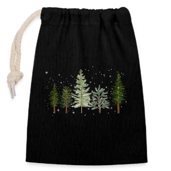 Tree Pine Trees for Winter Lovers - Gift - Closable cotton gift bag (14x20cm) - black - Front