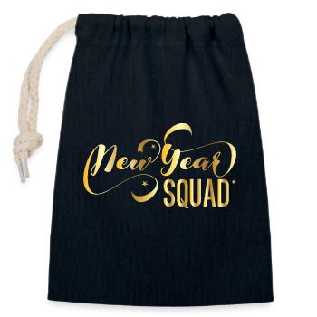 New Year Squad – Design cool du réveillon du Nouvel An - Sac cadeau en coton avec cordon (14 x 20 cm) - bleu marine - Devant