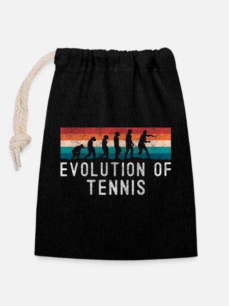 Joueur de tennis Sports Net Coup droit - Sac cadeau en coton avec cordon (14 x 20 cm) - noir