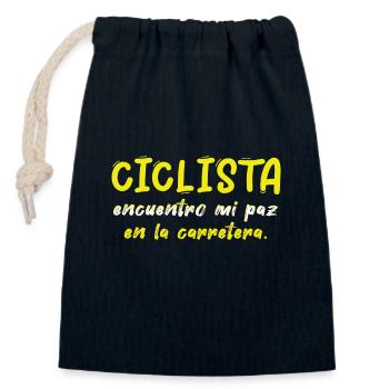 Bicycle Bicycle Bicycle Bike Biker MTB 16 - Closable cotton gift bag (14x20cm) - navy - Front