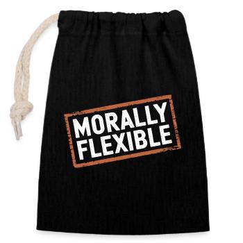 Morally Flexible 18 - Verschließbarer Geschenkbeutel aus Baumwolle (14x20cm) - Schwarz - Vorne