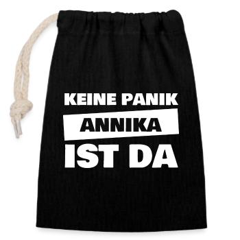 Vorname Annika - Verschließbarer Geschenkbeutel aus Baumwolle (14x20cm) - Schwarz - Vorne