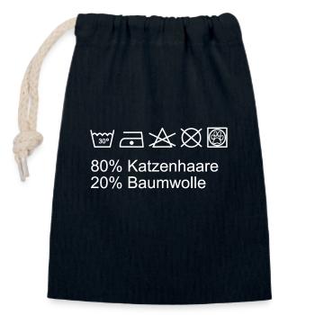 Katzen Waschhinweis Katzenhaare Baumwolle - Verschließbarer Geschenkbeutel aus Baumwolle (14x20cm) - Navy - Vorne