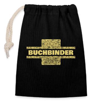 Occupation: Bookbinder - Closable cotton gift bag (14x20cm) - black - Front