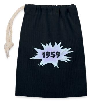 1959 - Closable cotton gift bag (14x20cm) - navy - Front