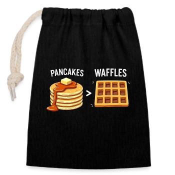 Pancakes over waffles - Closable cotton gift bag (14x20cm) - black - Front