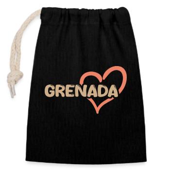 Gift for Grenada - Closable cotton gift bag (14x20cm) - black - Front
