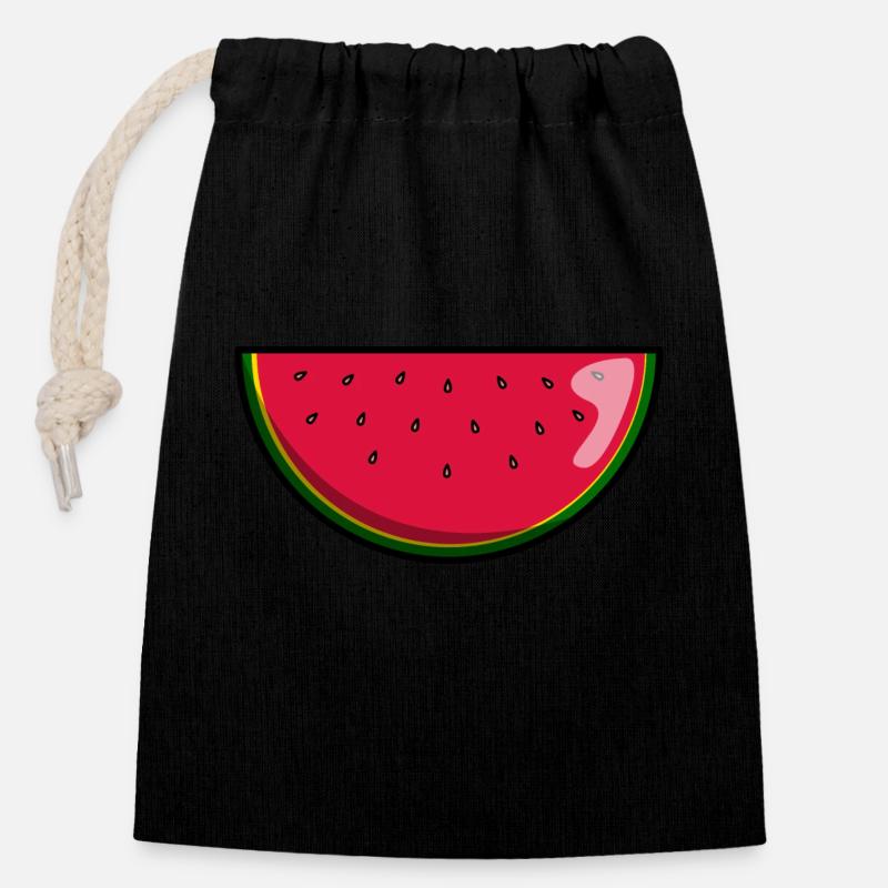 Melon Fruit - Sac cadeau en coton avec cordon (14 x 20 cm) - noir