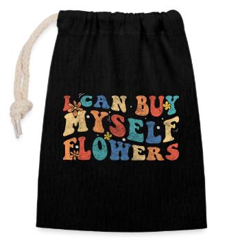 flowers affection romance wedding - Closable cotton gift bag (14x20cm) - black - Front