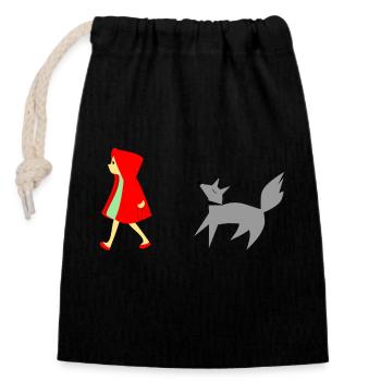Little Red Riding Hood and the Wolf - Closable cotton gift bag (14x20cm) - black - Front