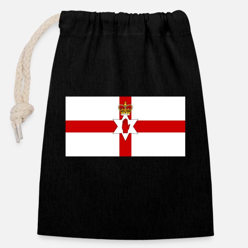 Northern Ireland - Closable cotton gift bag (14x20cm) - black