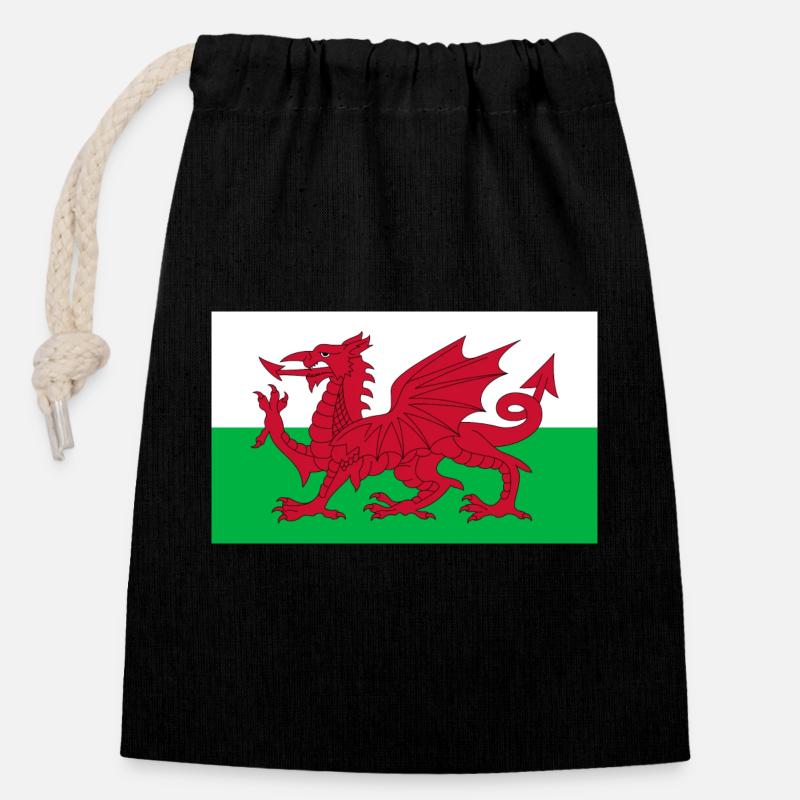 Wales - Verschließbarer Geschenkbeutel aus Baumwolle (14x20cm) - Schwarz
