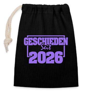 2026 - Sac cadeau en coton avec cordon (14 x 20 cm) - noir - Devant