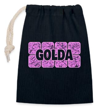 Gift for Golda - Closable cotton gift bag (14x20cm) - navy - Front